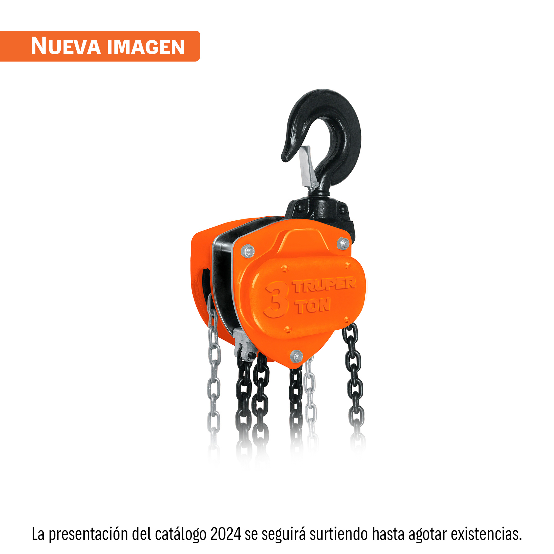 Polipasto industrial de cadena, 3 toneladas, TRUPER - Imagen 2