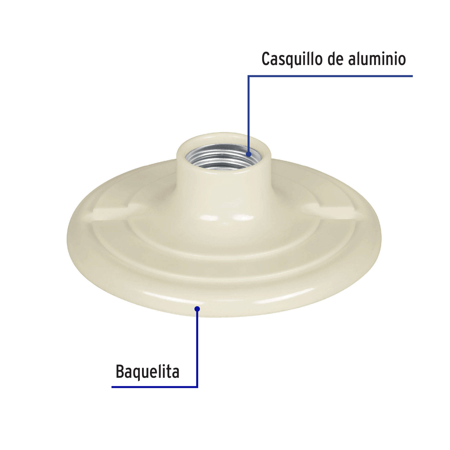 Portalámpara 4-1/2' de baquelita, VOLTECK - Imagen 3
