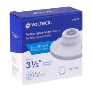 Portalámpara de porcelana, 3-1/2', redonda, VOLTECK - Imagen 6