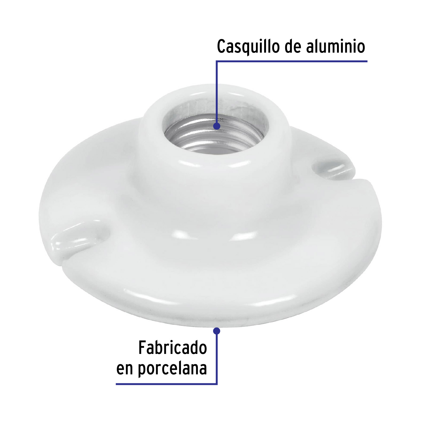 Portalámpara de porcelana, 3-1/2', redonda, VOLTECK - Imagen 3
