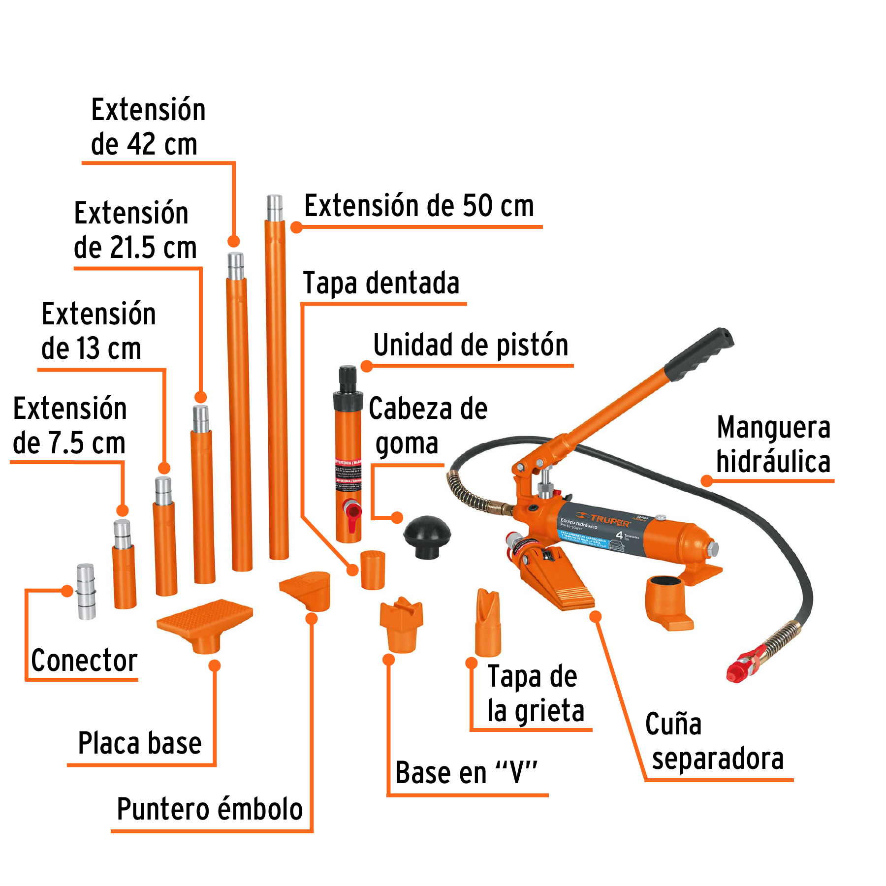 Porto power hidráulico de 4 ton, TRUPER - Imagen 4
