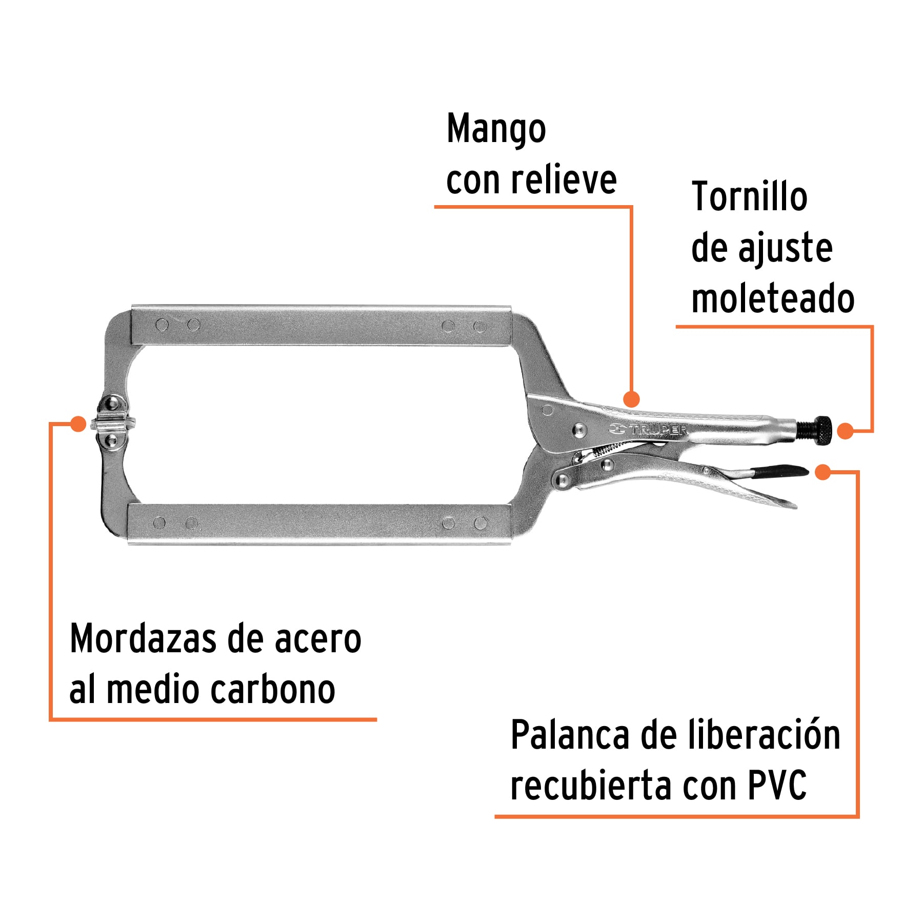 Pinza de presión 18' tipo 'C' con mordaza autoajustable - Imagen 3