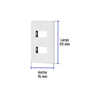 Placa 2 módulos de ABS, blanca, VOLTECK BASIC - Imagen 4