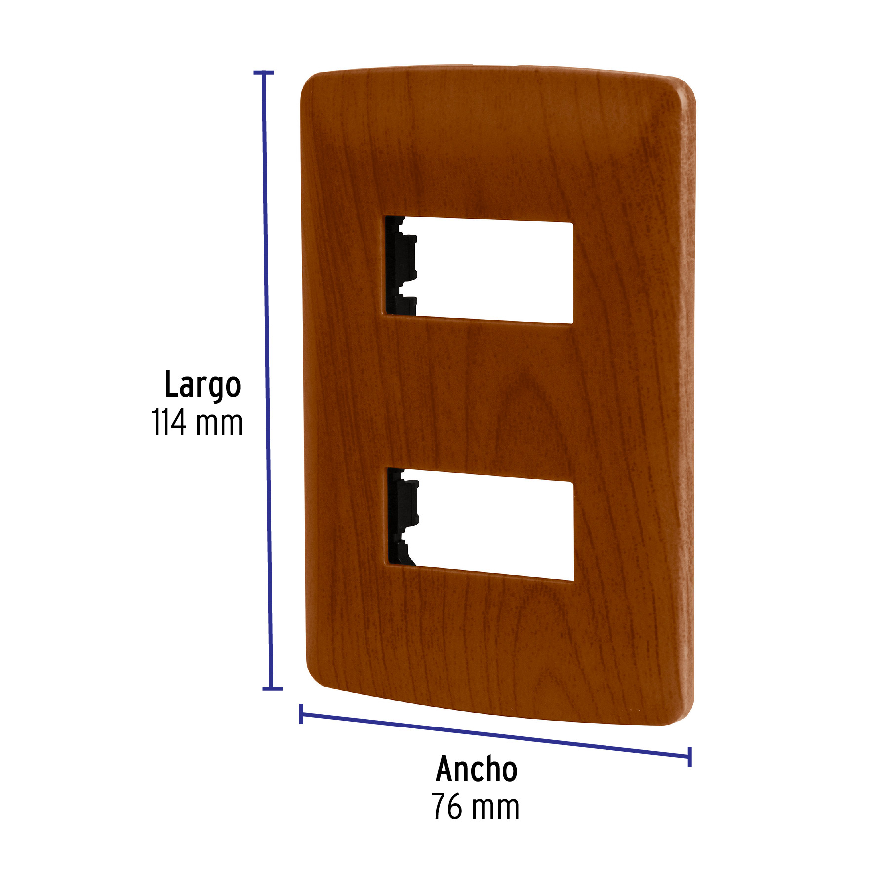Placa 2 módulos de ABS, línea Italiana, acabado madera - Imagen 4