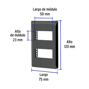 Placa negra de 2 ventanas 1 módulo, línea Lisboa, VOLTECK - Imagen 4