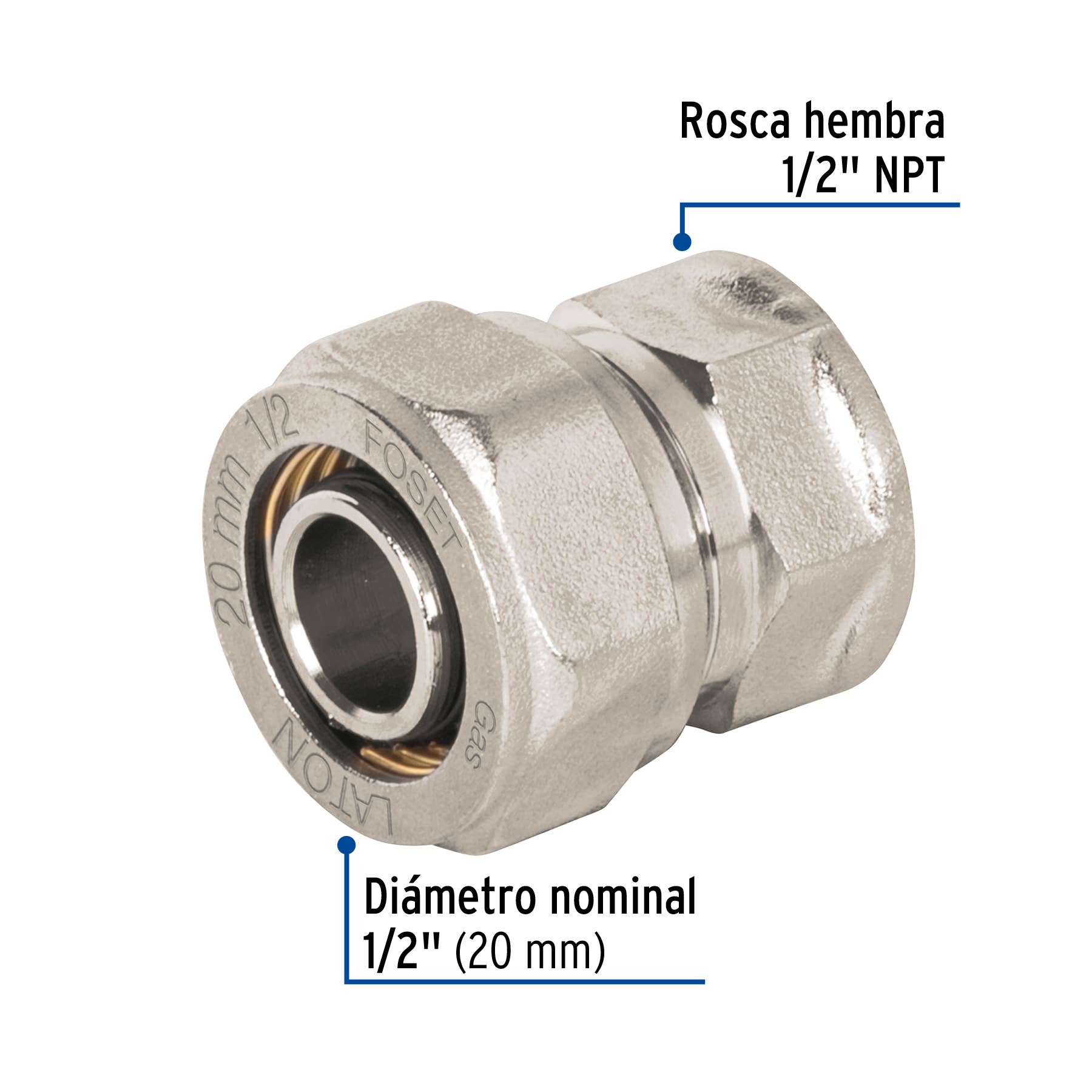 Conector para PEALPE, 1/2', con rosca hembra, FOSET - Imagen 4