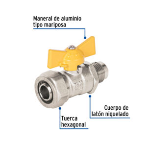 Válvula esfera para PE-AL-PE, 1/2'a flare 3/8', FOSET - Imagen 3
