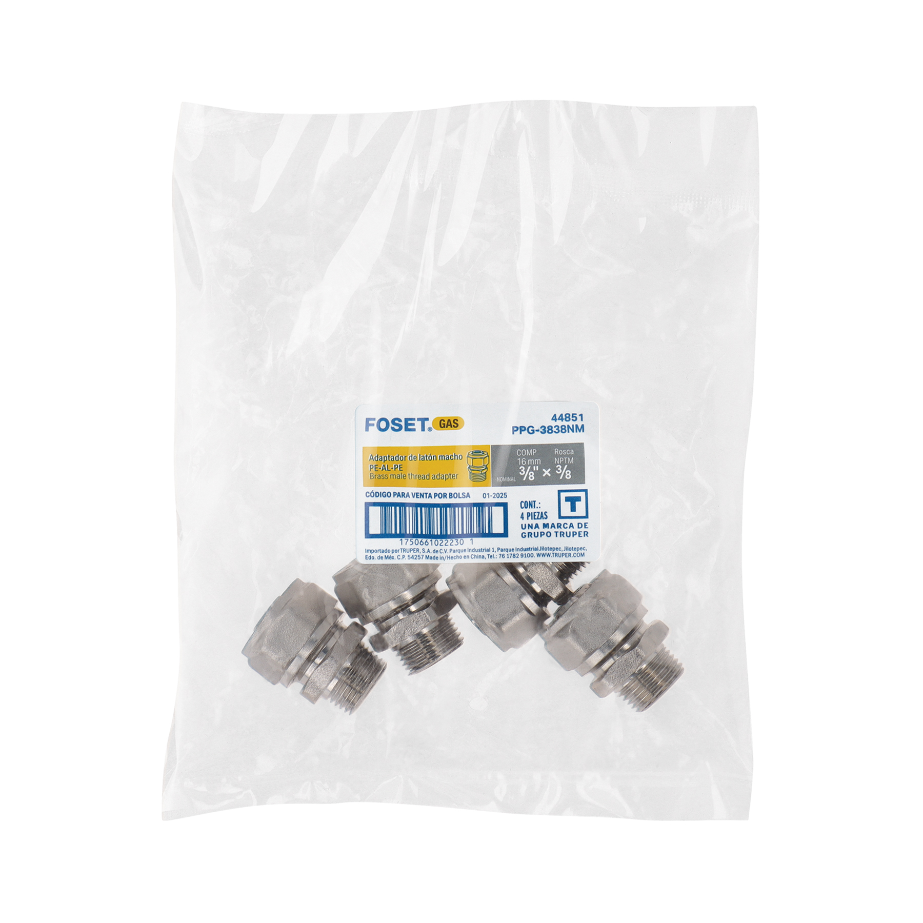 Conector para PEALPE, 3/8x3/8', con rosca macho, FOSET - Imagen 3