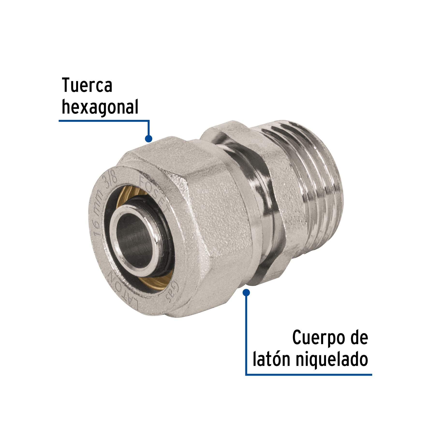 Conector para PEALPE, 3/8', con rosca macho, FOSET - Imagen 3