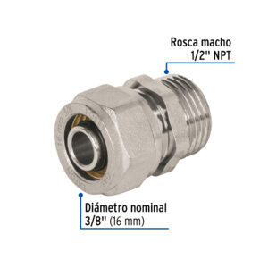 Conector para PEALPE, 3/8', con rosca macho, FOSET - Imagen 4