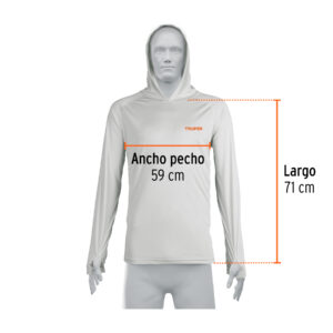 Playera protección solar, manga larga, con gorro, hombre, G - Imagen 4