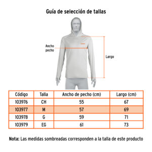 Playera protección solar, manga larga, con gorro, hombre, M - Imagen 5