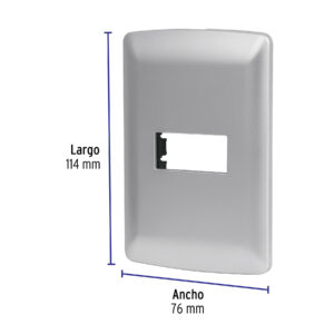 Placa 1 módulo de ABS, línea italiana, color plata, VOLTECK - Imagen 4