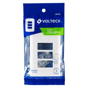 Placa de 3 módulos, blanca, Línea Italiana, VOLTECK - Imagen 5