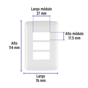 Placa de 3 módulos, blanca, Línea Italiana, VOLTECK - Imagen 4