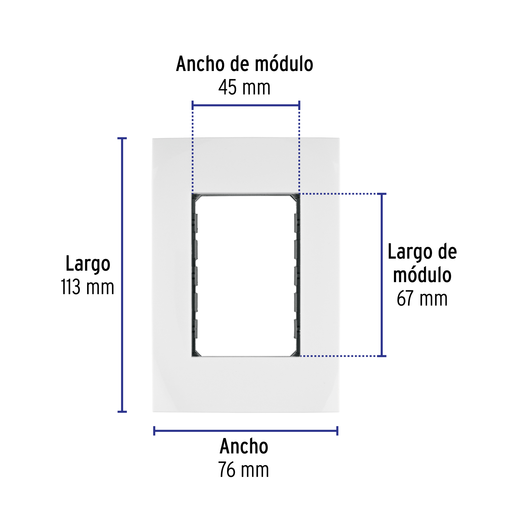 Placa 3 módulos de ABS, línea Oslo, color blanco, VOLTECK - Imagen 3