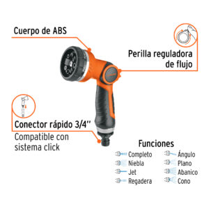 Pistola para riego de 8 funciones plástica, TRUPER - Imagen 3