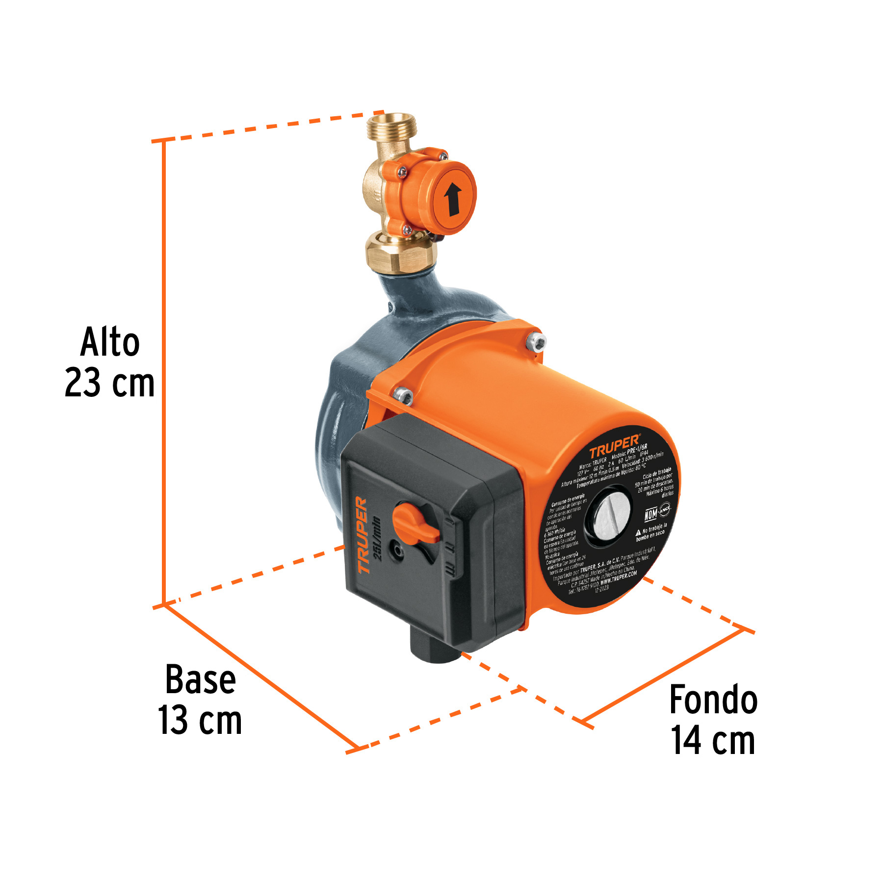 Bomba presurizadora 1/6 HP, con presión ajustable, TRUPER - Imagen 4