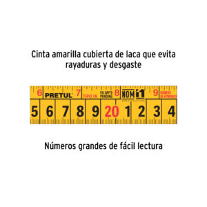 Flexómetro rojo 5 m cinta 19 mm, en tarjeta, PRETUL - Imagen 5