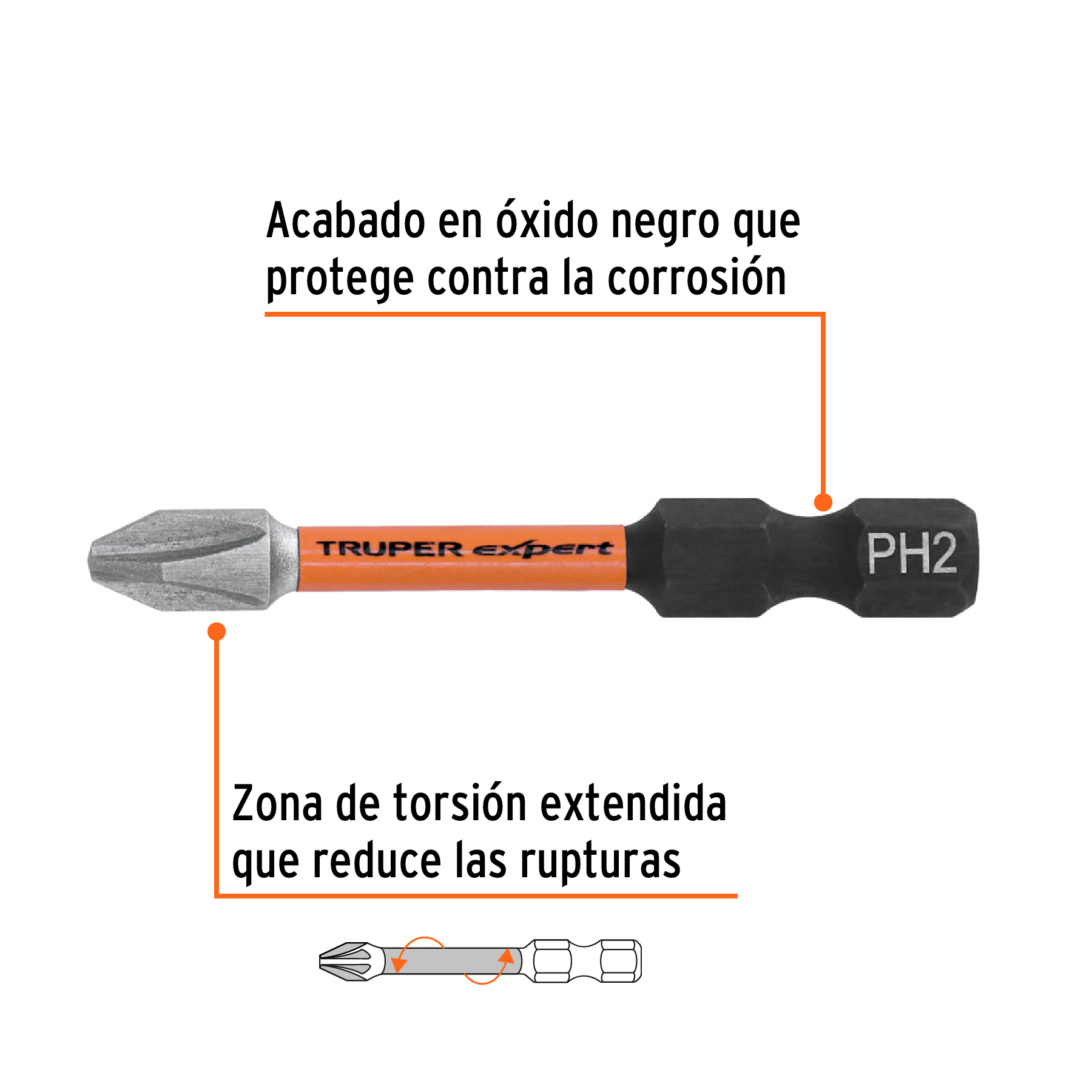 Estuche con 50 puntas de cruz PH2 de impacto largo 2' - Imagen 4
