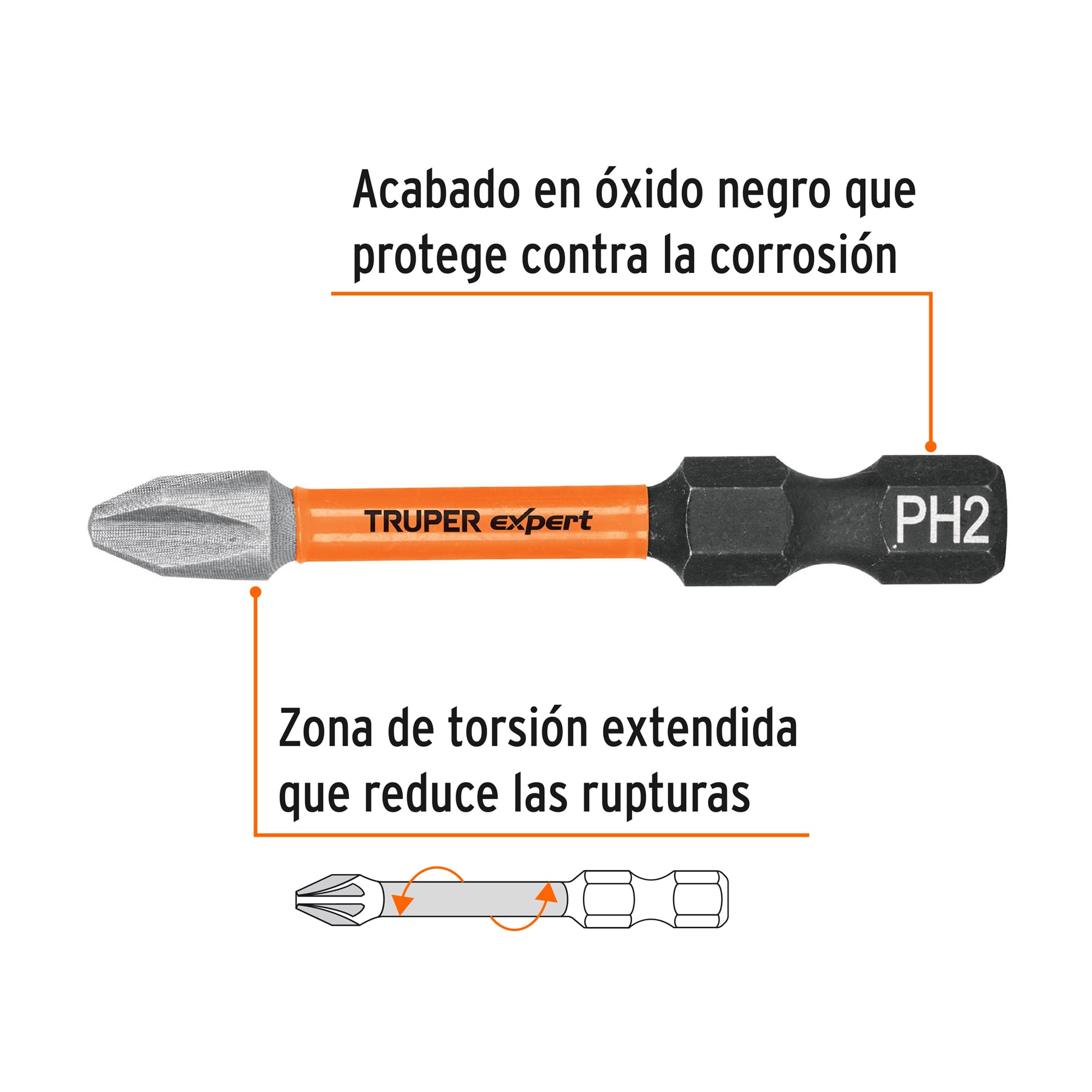 Estuche con 5 puntas de cruz PH2 de impacto largo 2', EXPERT - Imagen 4