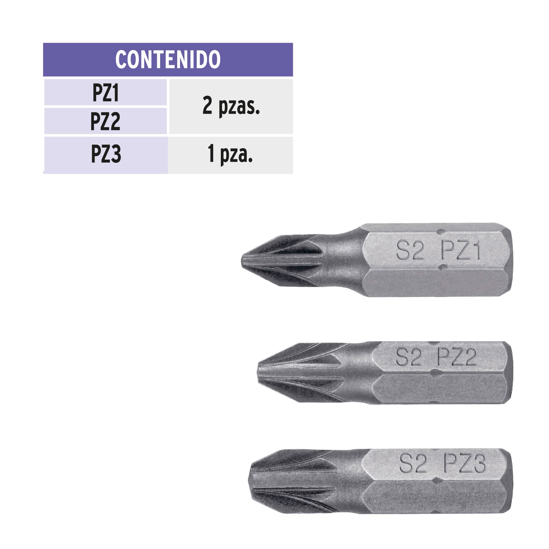 Estuche con 5 puntas pozidriv combinadas largo 1', EXPERT - Imagen 3