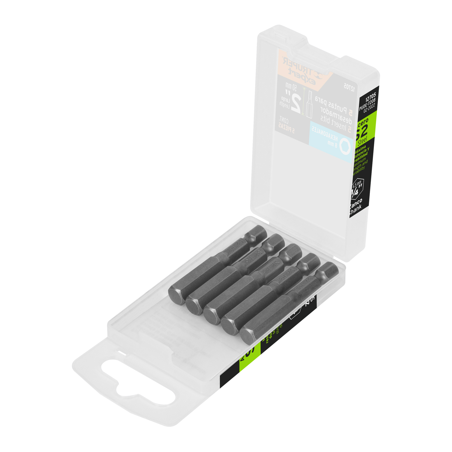 Estuche con 5 puntas hexagonales de 8 mm largo 2', EXPERT - Imagen 2