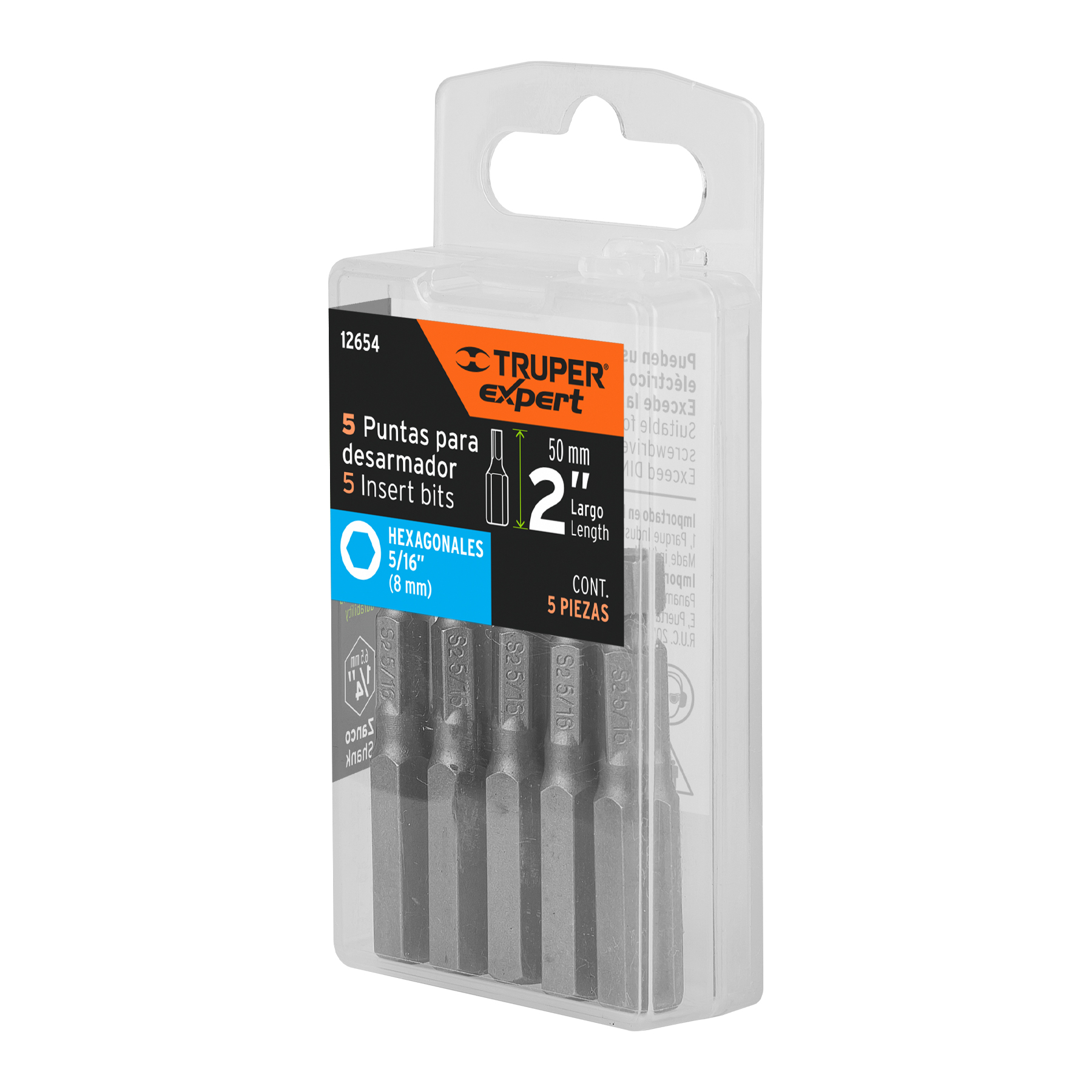 Estuche con 5 puntas hexagonales de 5/16mm largo 2', EXPERT - Imagen 4