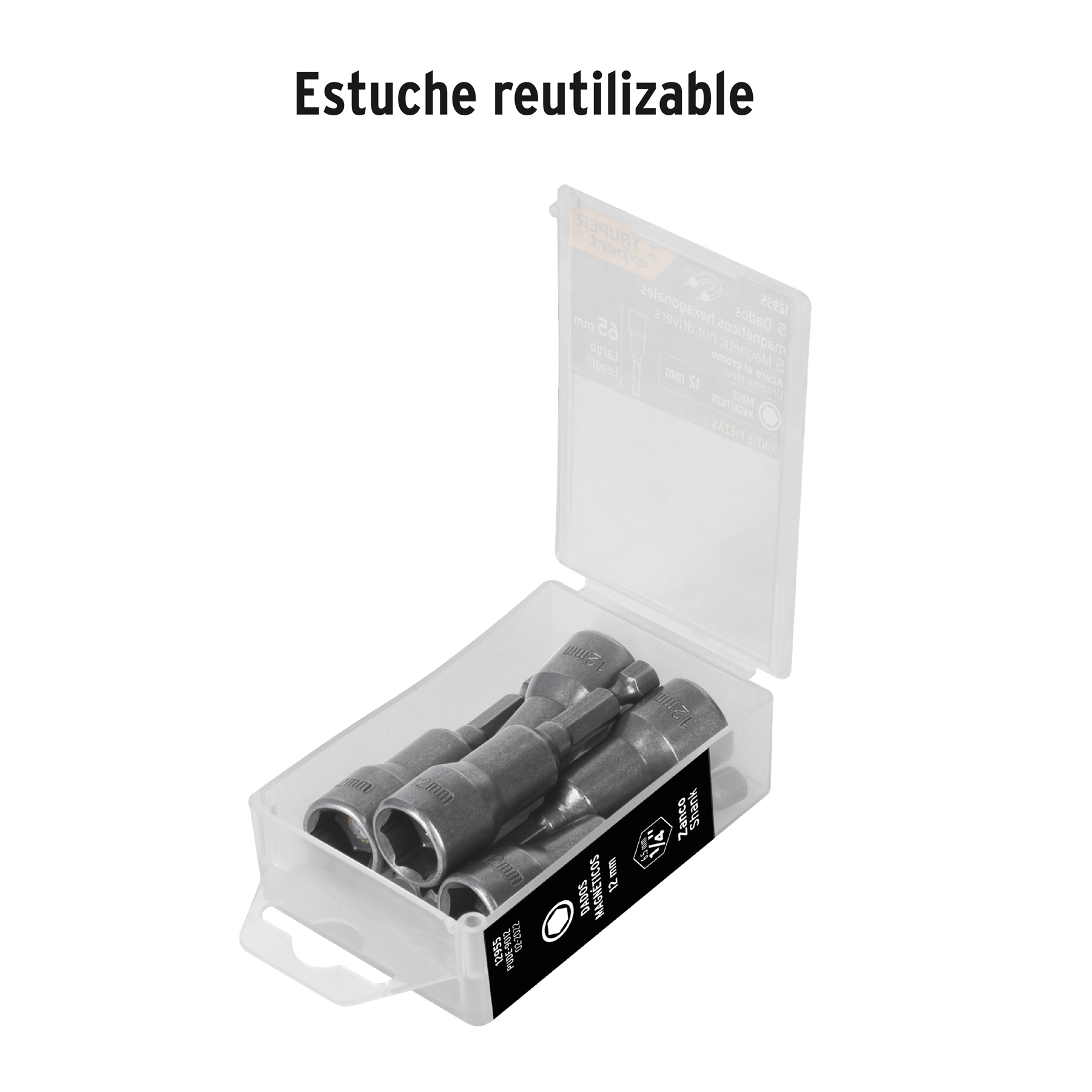Estuche con 5 dados magnéticos de 12 mm largo 2-1/2', EXPERT - Imagen 5