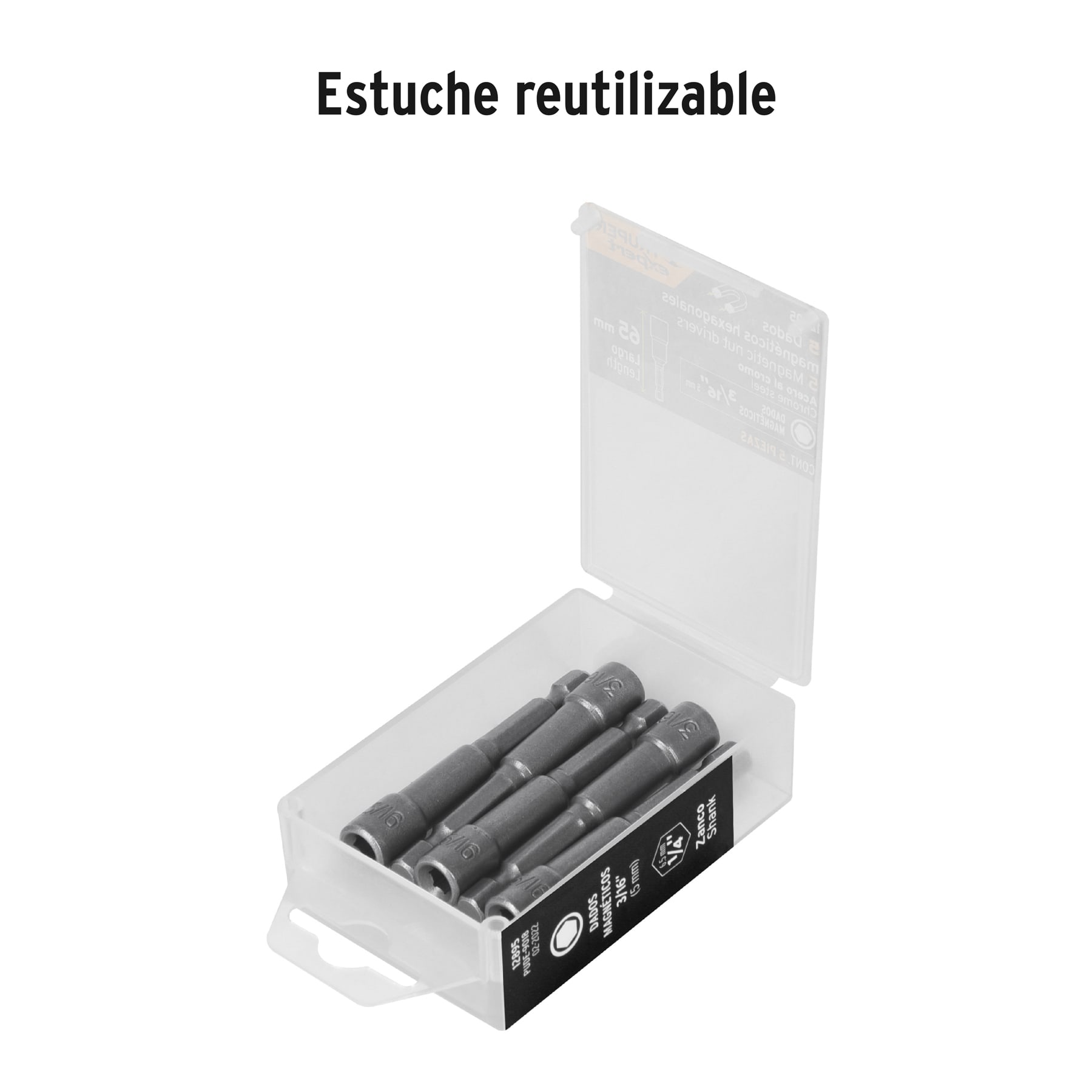 Estuche con 5 dados magnéticos de 3/16' largo 2-1/2', EXPERT - Imagen 5