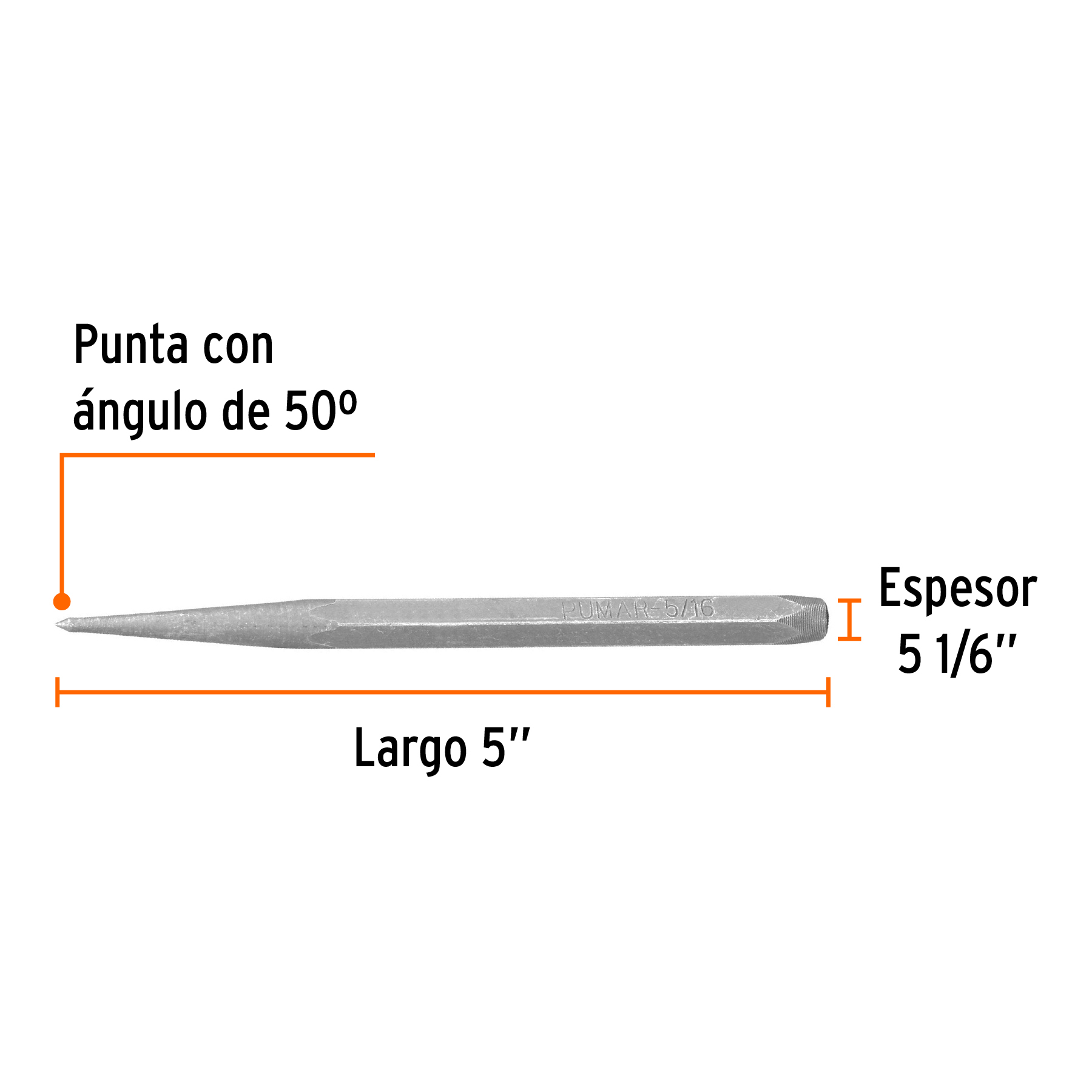 Punzón 5/16' para marcar, largo 5', TRUPER - Imagen 4