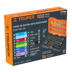Juego de 100 puntas mixtas largo 1' en estuche plástico - Imagen 4