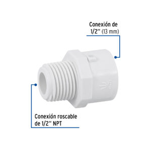 Adaptador macho de PVC de 1/2', FOSET - Imagen 3