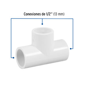 Tee sencilla de PVC 1/2', FOSET - Imagen 3