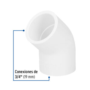 Codo 45° de PVC de 3/4', FOSET - Imagen 3