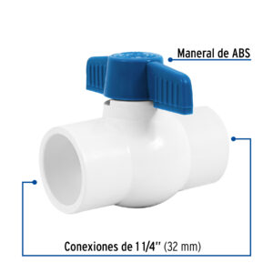 Válvula de esfera de PVC 1 1/4' para cementar, FOSET - Imagen 3