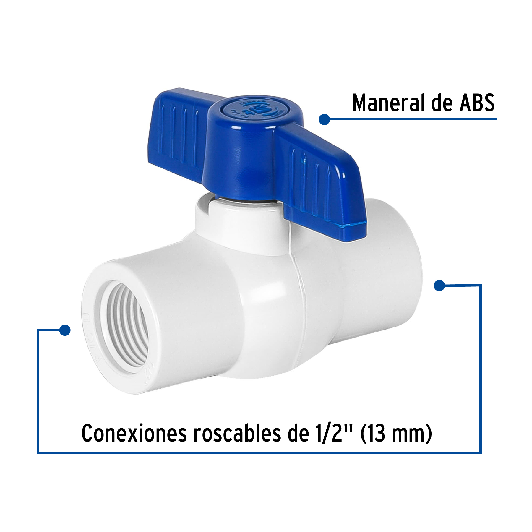 Válvula esfera de PVC 1/2' roscable, FOSET - Imagen 3
