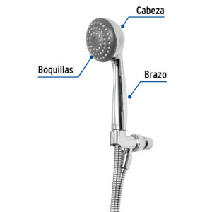Regadera de teléfono 3-1/4, ABS, con soporte, cromo, AERO - Imagen 6