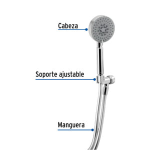 Regadera cromo de teléfono 4' con soporte, FOSET ELEMENT - Imagen 6