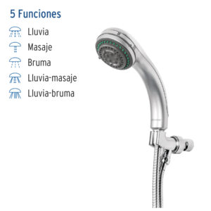 Regadera de teléfono 3-1/4', 5 funciones, con soporte, AQUA - Imagen 3