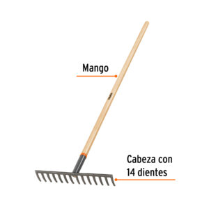 Rastrillo recto de 14 dientes, mango de 54', TRUPER - Imagen 3