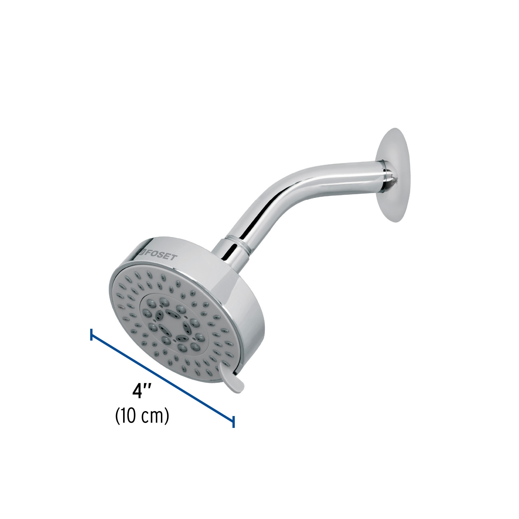 Regadera cromo 4'con 5 funciones, con brazo, FOSET ELEMENT - Imagen 6