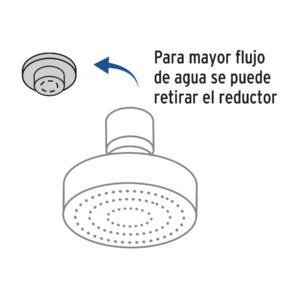 Regadera cromo 4' plato redondo, sin brazo, FOSET ELEMENT - Imagen 3