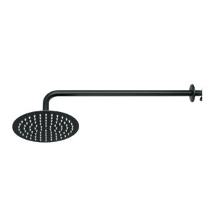 Alternative view of Regadera plato redondo 8' con brazo, negro, FOSET RIVIERA