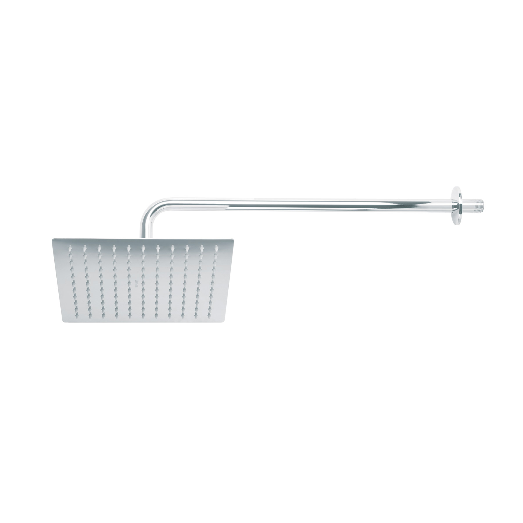 Regadera plato cuadrado 10' con brazo, cromo, FOSET RIVIERA
