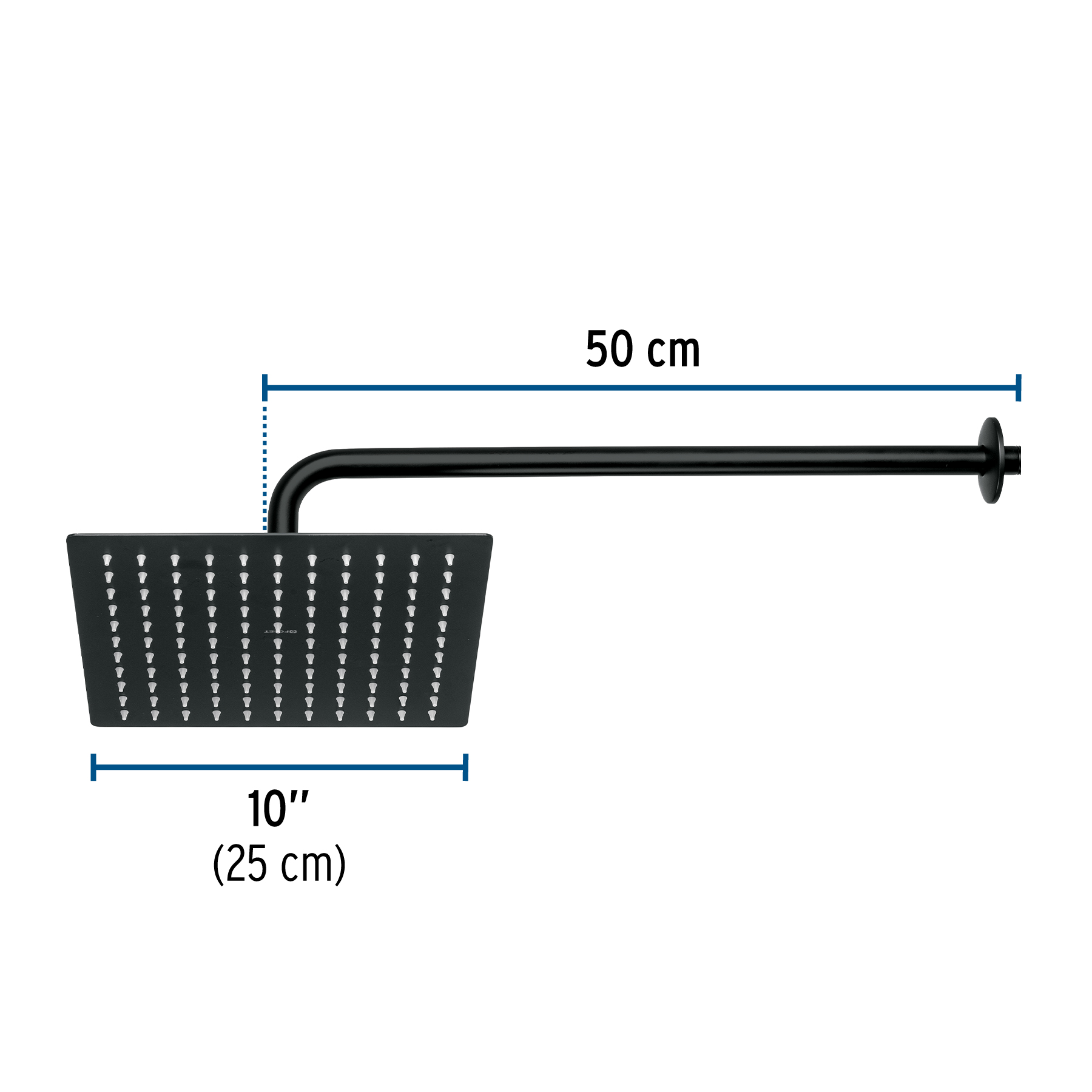 Regadera plato cuadrado 10' con brazo, negro, FOSET RIVIERA - Imagen 3
