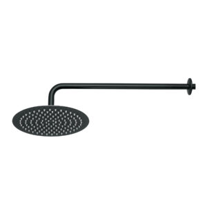 Regadera plato redondo 10' con brazo, negro, FOSET RIVIERA