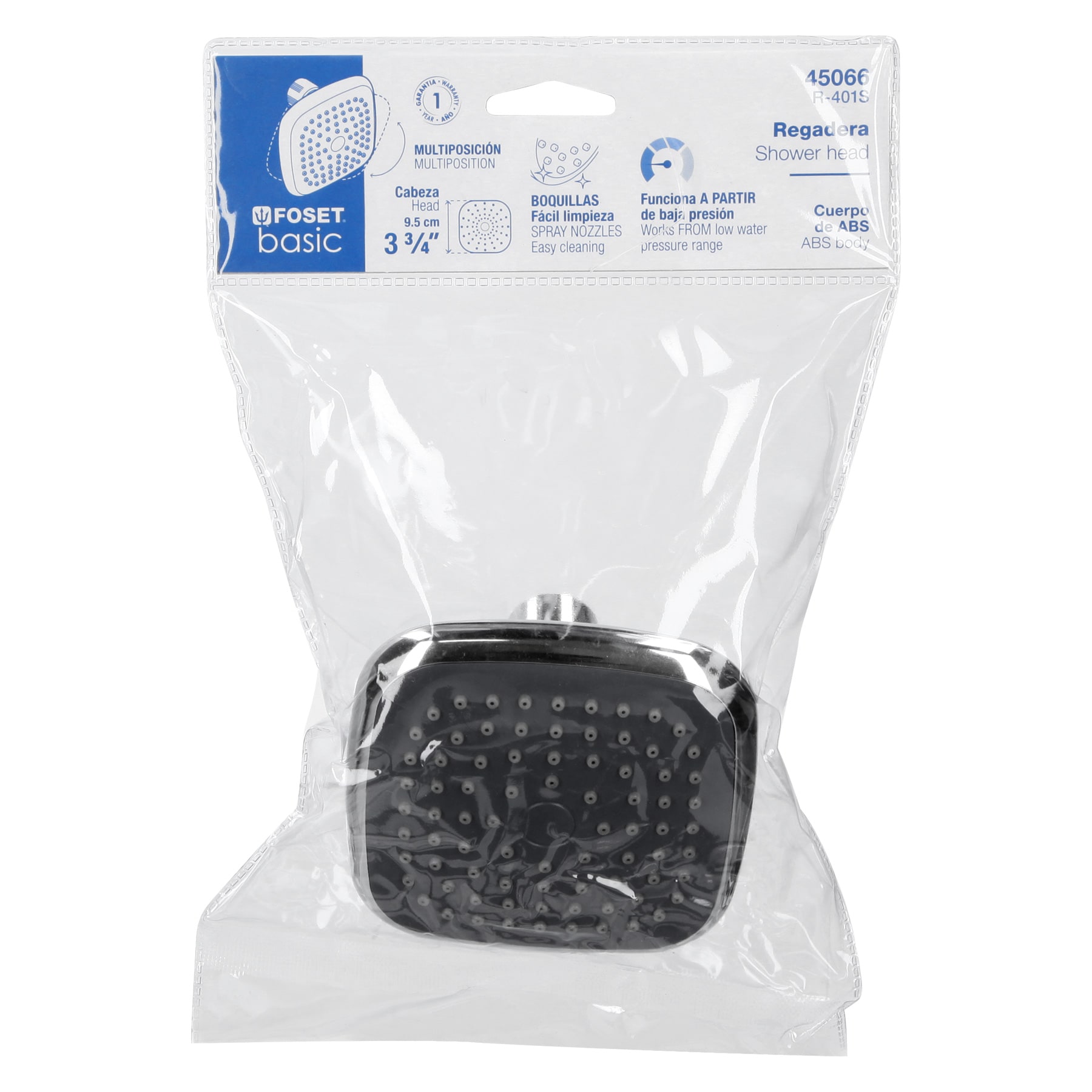 Regadera cuadrada de ABS 3-3/4' sin brazo, FOSET BASIC - Imagen 8