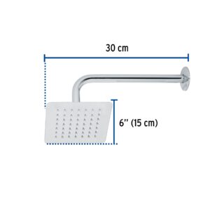 Regadera cuadrada 6', acero inox, con brazo, cromo, TÚBIG - Imagen 4