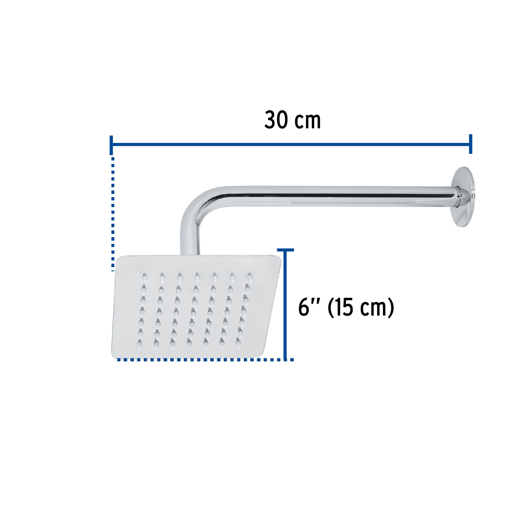Regadera cuadrada 6', acero inox, con brazo, cromo, TÚBIG - Imagen 4